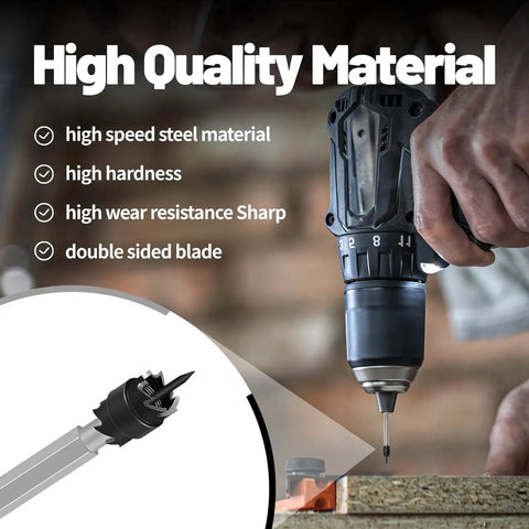 Person using a power drill equipped with Double Sided Spot Weld Cutter Set Three Eighths Inch HSS Remover Bits.
