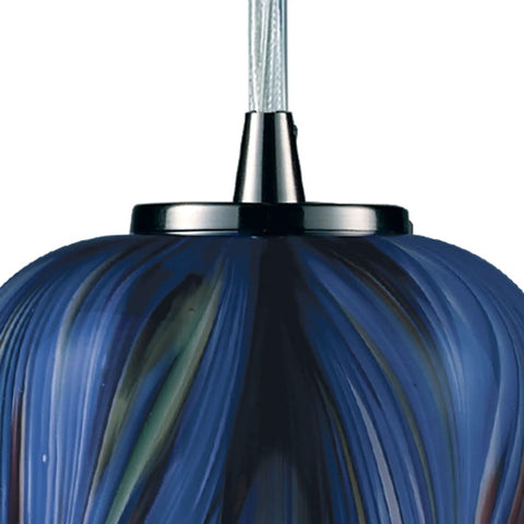 Top view of Molten Ocean Glass Mini Pendant Light In Satin Nickel Finish One Light Transitional Ceiling Fixture Hardwired Mount