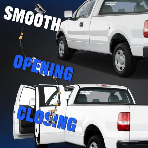 Rear Door Lock Latch Cable Assembly For Ford F150 Super Crew Cab 2004 2005 2006 2007 2008 shown installed on white truck
