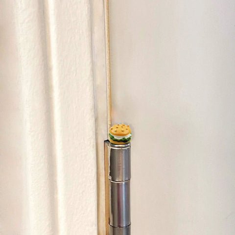 Hamburger Hinge Toppers Set Of 6 Magnetic Door Decor Mini Burgers For Metal Surfaces on a door hinge