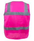 High Visibility Pink Safety Vest With Ansi Class Two Reflective Tape And Zip Front Closure Made From Hella Breathable Polyester back view