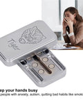 Nifty Tiger Pattern Magnetic Slider Fidget Toy With Built In Rotating Bearing, silver metal design with engraved tiger, perfect for stress relief.