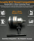 Mini Drill Chuck 0.6 To 6 Mm With M12 Thread, Carbon Steel Collet Chuck for tiny lathe, milling and drilling machines