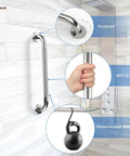 Features of 2 Pack 24 Inch Shower Grab Bar With Anti Slip Grip Chrome Stainless Steel Bathroom Grab Bar Handle For Safer Showers
