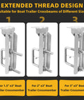 Heavy Duty Galvanized Boat Trailer Bunk Brackets With Swivel Top For Universal Fit On Various Crossmember Sizes Marine Trailers, extended thread design.