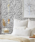 Bedroom with Easy Peel And Stick Black Polka Dot Wallpaper Roll No Mess Install 17.7 By 393.7 Inches Covers 48.4 Sq Ft