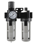 Three In One FRL Air Filter Regulator Lubricator Combo With 1/4 Inch NPT Ports, 20 To 130 PSI, 140 PSI Pressure Gauge