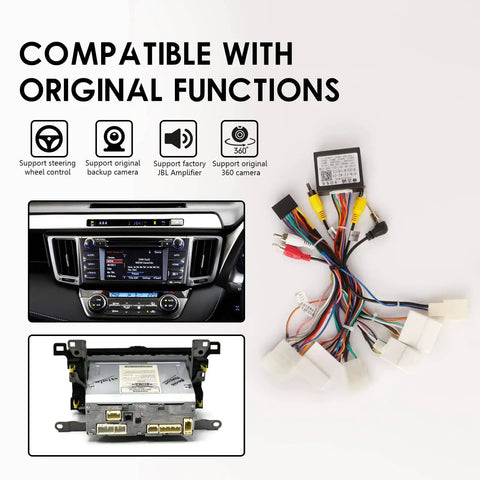 Toyota Plug And Play 16Pin Car Stereo Wiring Harness Kit With CANBUS Box For RAV4 Camry 4Runner Highlander Tundra JBL Amplifier