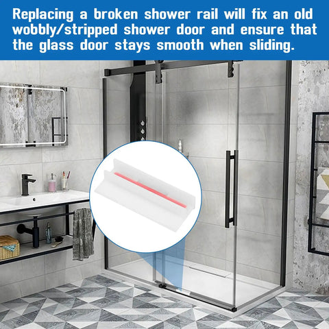 Heavy Duty Sliding Shower Door Bottom Guide Track Smooth Gliding Plastic Runner for Top Hung Bathroom Frames 5 8 Channel Replacement 2 Pack