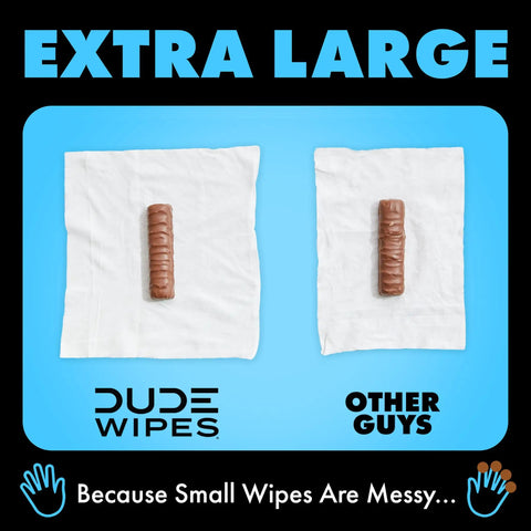 Fragrance Free Extra Large Flushable Wipes For Sensitive Skin No Scent Unscented Adult Wet Wipes with mock comparison on white surface