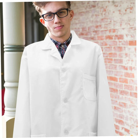 White Mens Lab Coat Doctor Costume, Long Sleeve Medical Uniform For Doctors, Medical Students, And Pharmacists, Pro Grade Clinic Attire