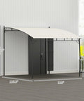 10 By 10 Ft Outdoor Pergola Gazebo With UV Resistant Canopy And Steel Frame Sun Shade Shelter Against Wall Cream White