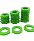 Green Silicone Washer Gasket Pack Of 20 For 3/4 Inch Garden Hose Fittings And Nozzles displayed in stacks on white background