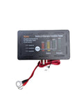 Battery and alternator condition tester with attached cables, black panel design