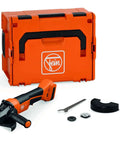 Heavy Duty Cordless Angle Grinder 115mm With Slick Brushless Motor And 18V Power For Smooth Sanding Deburring And Precision Jobsite Cutting, kit and accessories.
