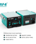 Digital LCD Soldering Station With 105C Low Volatility, RF4 RF-H3 units showing temperature setting and controls