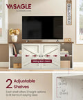 Farmhouse TV Stand Built To Handle 65 Inch TVs With Sliding Barn Doors, Rustic White And Honey Brown Entertainment Center
