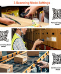 Person using Pocket Sized Bluetooth Barcode Scanner That Reads 2D And 1D Barcodes With LCD Display And AI Voice Setting Keypad