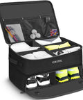Two Layer Golf Trunk Organizer With Ventilated Shoe Compartment For Two Pairs Shoes Waterproof Car Trunk Locker For Balls Tees