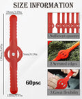 60 Pack String Trimmer Blades Replacement Set for Weed Eater Wacker Blades with Universal Fit, Plastic Cutter Heads, Red, Size Info