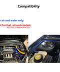 Blue silicone vacuum hoses for automotive use; 5 ft long, 1/8 in (3 mm) ID, shown in engine bay.