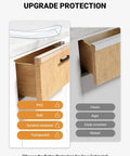 Image comparing Clear Cabinet Door Edge Protectors 17.5 Inch PVC Furniture Guards 4 Pack with plastic options.