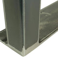 Close-up of Rustic Industrial Metal Table Legs Set Of Two In U Style USA Made Built Tough Heavy Duty Adjustable Leveling Feet, corner detail