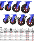 Heavy Duty Swivel Caster Wheels Set Of 4 Rolling Like A Dream With Dual Locking Brakes, 2000 Lbs capacity, rubber wheels.