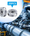 20 Pack V Groove Bearings V623ZZ Carbon Steel Double Shielded Miniature Pulley Bearings For Rail Track Linear Motion System Ideal For Robotics And CNC Projects Smooth Rail Guidance Low Friction Operation 3X12X4mm Set Of 20 illustration next to machinery setup