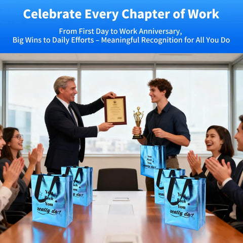 40 Pcs Reusable Gift Bags With Handles Set Includes 20 Iridescent Gift Bags And 20 Tissue Papers For Employee Appreciation presentation