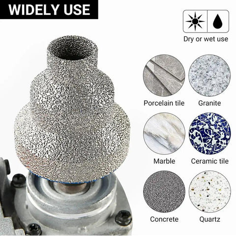 Three Step Diamond Hole Saw Set For 20mm 35mm And 55mm Holes Tapered Diamond Drill Bits For Stone Marble And Rock shown with material uses