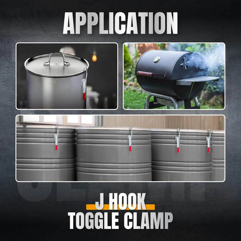 Two Pack J Hook Toggle Clamp With 451 Pull Action And 375 Lb Holding Capacity Heavy Duty Clamp applications on lids and smokers