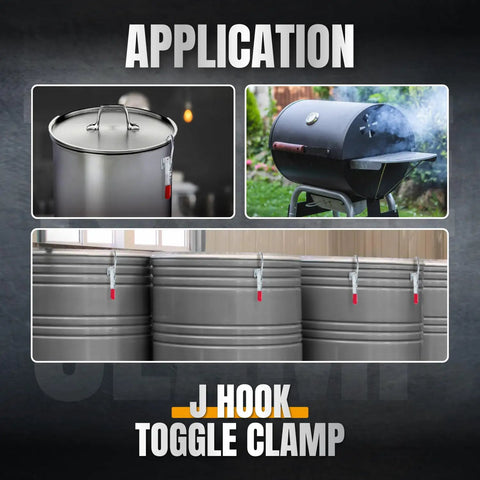 Heavy Duty J Hook Toggle Clamps Delivering Badass Three Seventy Five Pound Grip Sweet Pull Action Draw Latch on various applications.