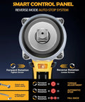 Smart control panel of Badass Half Inch Brushless Cordless Impact Wrench showing forward and reverse rotation features.
