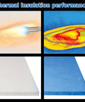 Ceramic fiber insulation blanket, white, 24x16x1 in, front view
Ceramic fiber insulation blanket, white, 1 in thick, side view
Close-up of ceramic fiber insulation blanket around a metal pipe with flame
Installed blue ceramic fiber insulation blanket panel