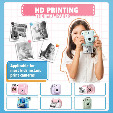 12 Rolls Mini Thermal Sticker Paper For Kids Instant Cameras, HD 2.2 Inch Thermal Paper Refills, White Sticker Paper Pack, No Hassle Easy Peel Adhesive, Compatible With Most Mini Thermal Printers, Perfect For Fun Photo Prints. white thermal paper pack for kids instant cameras, 2.2 inch rolls, used with mini printers