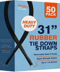 Heavy Duty Bungee Cords With Hooks 31 Inch Pack Of 50 for outdoor cargo security shown on packaging