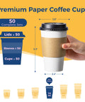 Hand holding Leak Proof 16 Oz Disposable Coffee Cups With Lids Sleeves To Go Cups For Hot Beverages 50 Pack Durable Paper Cups