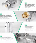 Pneumatic Paint Spray Gun With 400ML Aluminum Cup Delivers A Dead Simple Setup For Auto Touch Ups And Furniture Jobs, close-up of ergonomic design and brass tip.