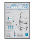 Stay Hydrated Water Intake Reminder Poster Framed Wall Art For School Nurse Office Gym Classrooms 8x12 Inch with water graphics
