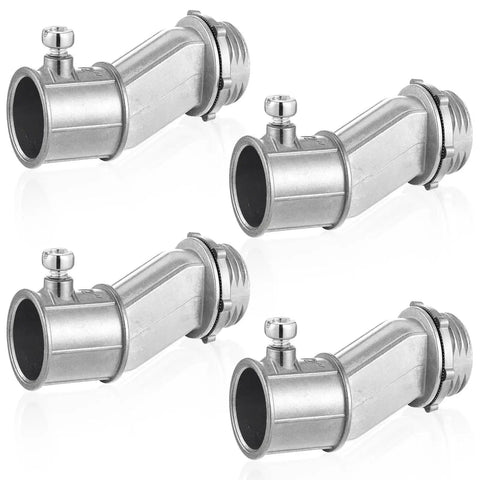 Four Pack Half Inch EMT To Box Offset Connectors With Set Screw And Lock Nut Conduit Fittings For Galvanized Steel Electrical EMT Conduit Zinc Die Cast
