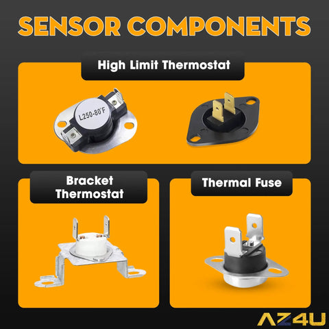 Sensor components for Best Pro Grade Dryer Heating Element Replacement For Samsung DV45K6500EV, with fuses and thermostats