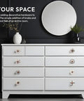 Vintage Style Off White Ceramic Cabinet Knobs And Handmade Drawer Pull Handles Featuring Glossy Antique Texture That Offer A Dang Nice Upgrade For Your Kitchen Counters on a white dresser.