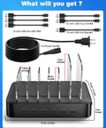 6 Port USB Charging Station Organizer For Multiple Devices With 6 Cables All In One Fast Charging Dock