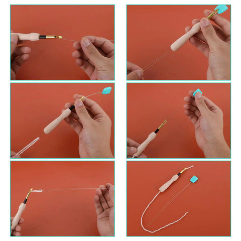 10 Pack Long Needle Threaders 7.87 Inch Long Pulling Hook Tools for Embroidery Floss Stitching DIY Sewing Craft Beadwork Projects