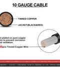 Detailed view of Beefy 10AWG Solar Panel Cable Kit For RV Marine Boat And Portable Solar Generators Power Stations 60cm Long