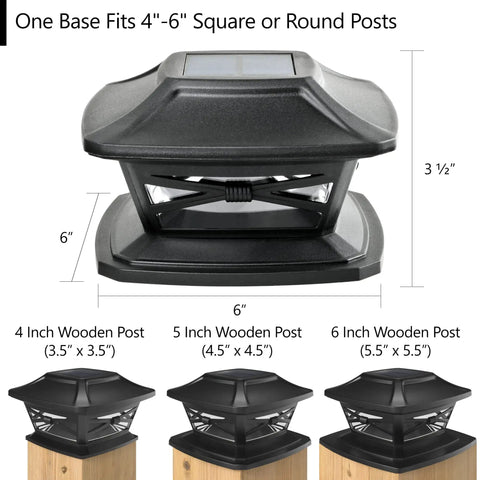Your Go To Solar Outdoor Post Cap Lights For Wood Posts 4x4 5x5 6x6 8 Pack Warm White LED Auto On At Dusk 25 Lumen Slate Black