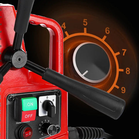 Control panel of Heavy Duty Magnetic Drill Press With Powerful 1550W Motor For Metal Surface Applications featuring speed dial.