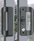 Full Replacement Sliding Door Handle Set For Five And Five Eighths Inch Hole Spacing With Mortise Lock And Key Front And Back Side Black Finish