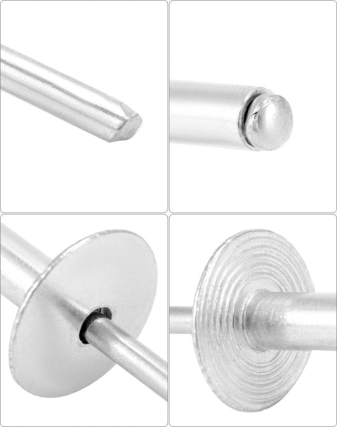 Hardcore Heavy Duty Aluminum Blind Rivets With Large Flange And 500 Piece Professional Hardware Kit For Metal Bonding And Auto Body Work Built Tough And Rust Resistant